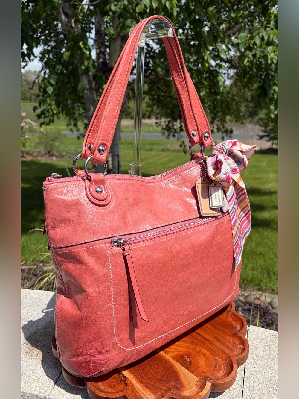 Coach Poppy Glam Tote Pink Glazed Leather 19002 EUC - Picture 15 of 17